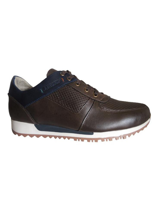 Zapato Deportivo Para Hombre En Cuero Calzado Guerreros Jcr 394 Cafe X Azul